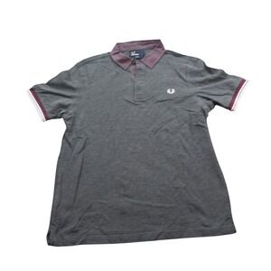 Fred Perry Slim Fit Men's Grey Polo Shirt Short Sleeve Size L